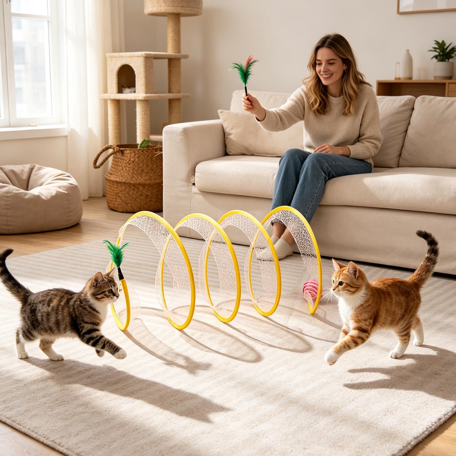 Túnel Espiral para Gatos, Jugu - Interactive Cat Toy reseña y precio